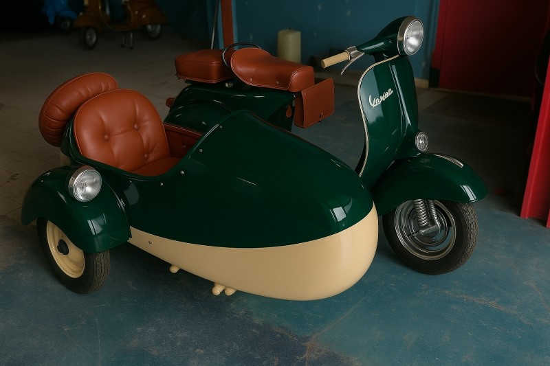 nouveaux Sidecars Vespas proche de Paris , certificat d origine piaggio , carte grise collection 