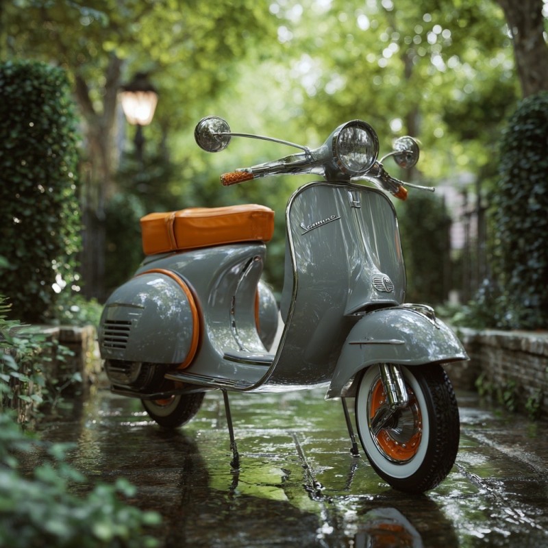 Vespa Gris Perle & Orange Hermès : Quand le luxe français rencontre l’icône italienne, Paris , carte grise collection, restauration complète 