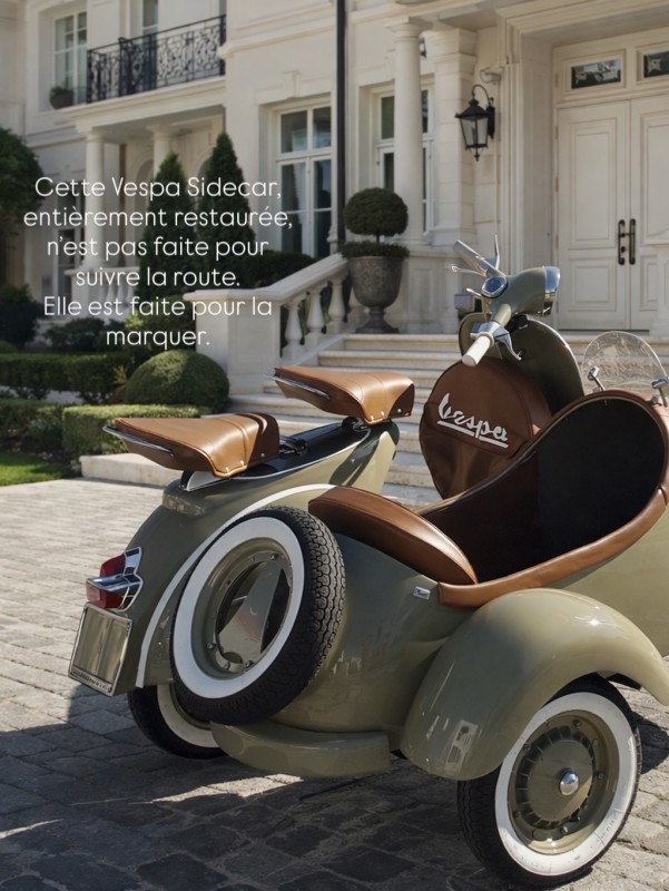 Vespa Side-Car et Maison de Luxe : L’Élégance Italienne au Service d’un Art de Vivre Exclusif, St-Tropez, carte grise collection, restauration complète 