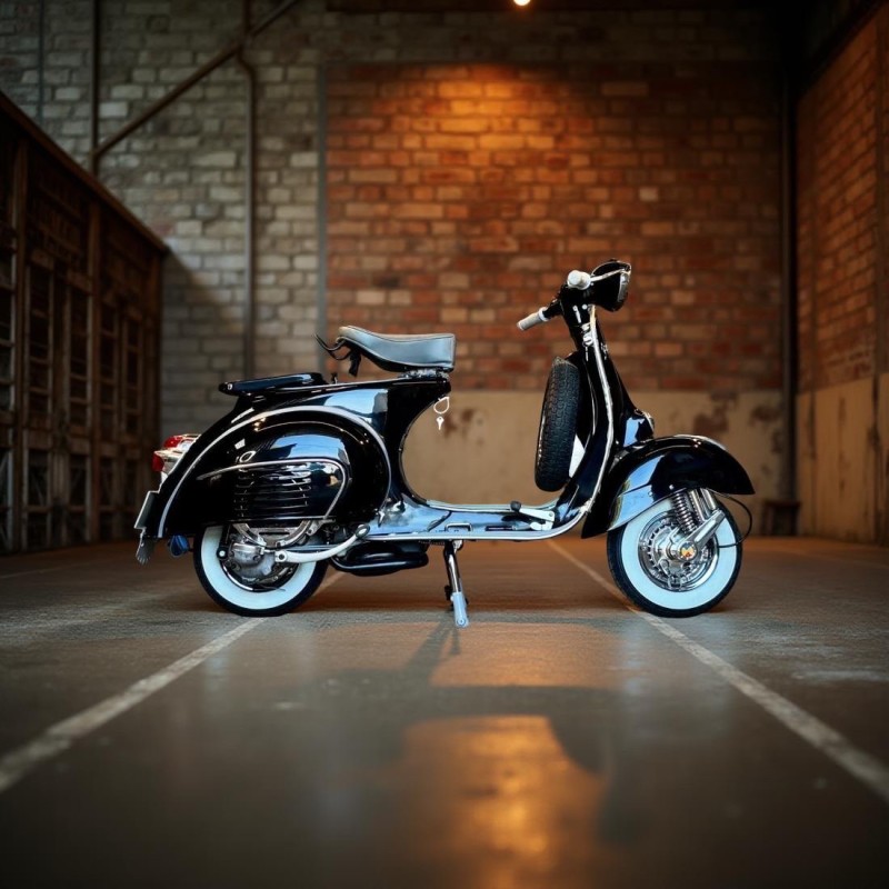vespa VBB 1965 , all black, proche de Paris . restauration complète, certificat d origine piaggio , carte grise de collection