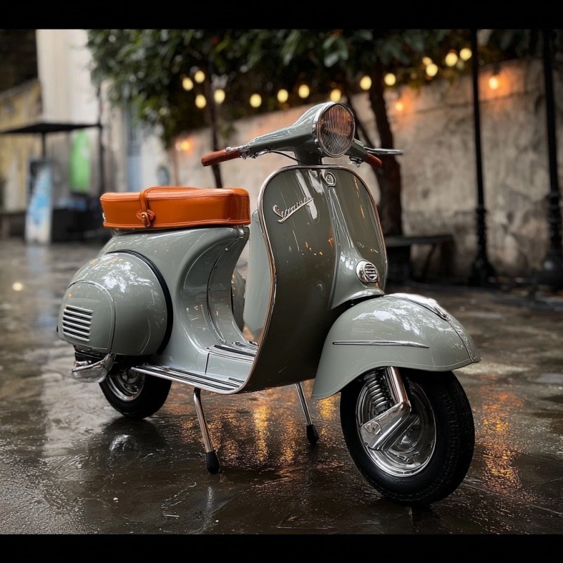 Vespa Gris Perle & Orange Hermès : Quand le luxe français rencontre l’icône italienne, Paris , carte grise collection, restauration complète 