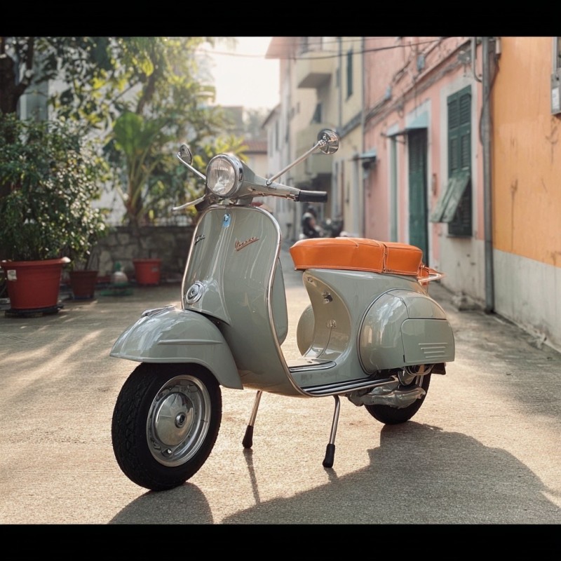 Vespa Gris Perle & Orange Hermès : Quand le luxe français rencontre l’icône italienne, Paris , carte grise collection, restauration complète 