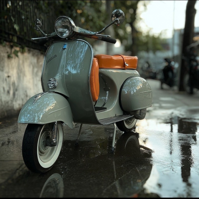 Vespa Gris Perle & Orange Hermès : Quand le luxe français rencontre l’icône italienne, Paris , carte grise collection, restauration complète 