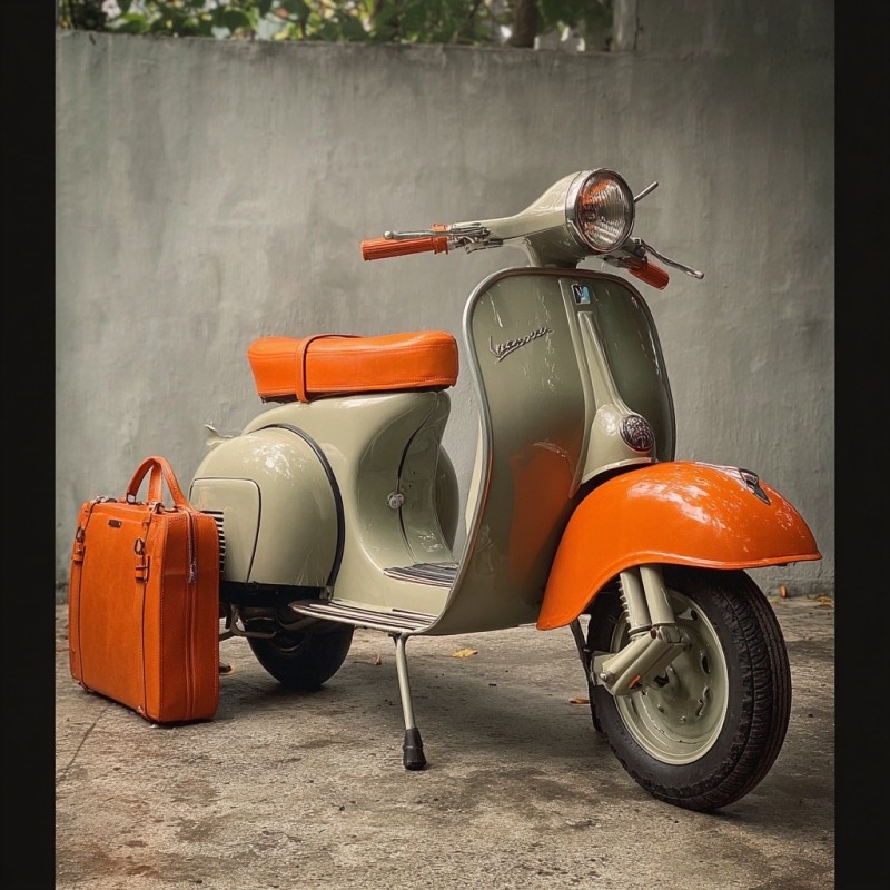 Vespa Gris Perle & Orange Hermès : Quand le luxe français rencontre l’icône italienne, Paris , carte grise collection, restauration complète 