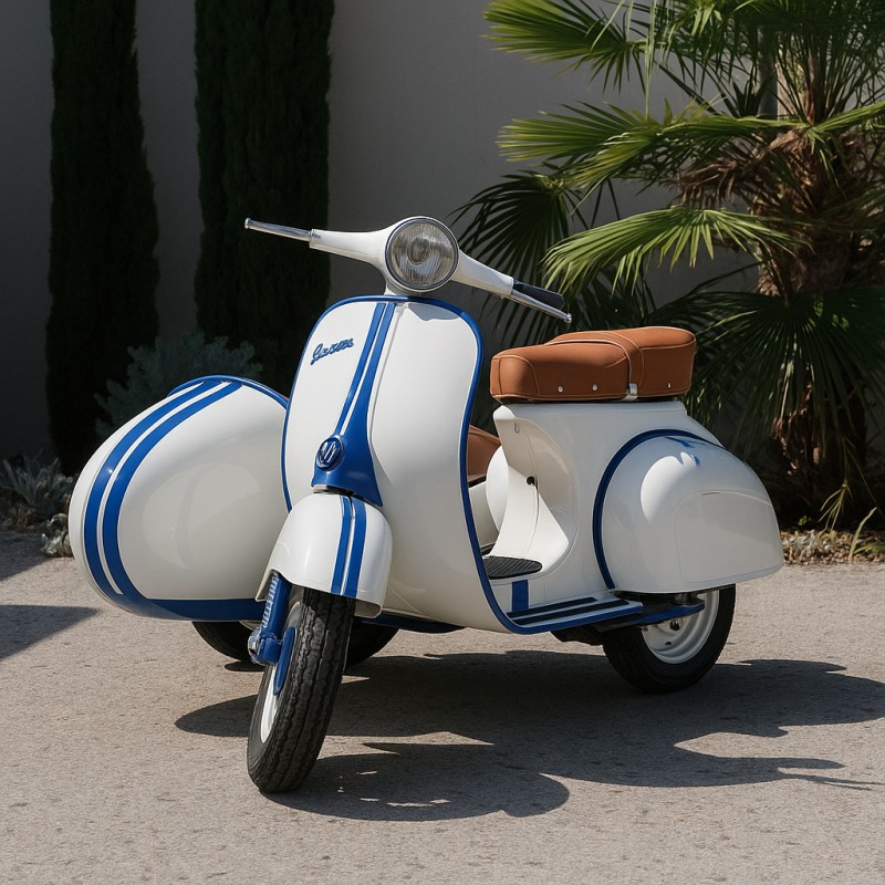 Sidecar personnalisé hôtel , restaurant, maison de haute couture , certificat d origine piaggio, paris 