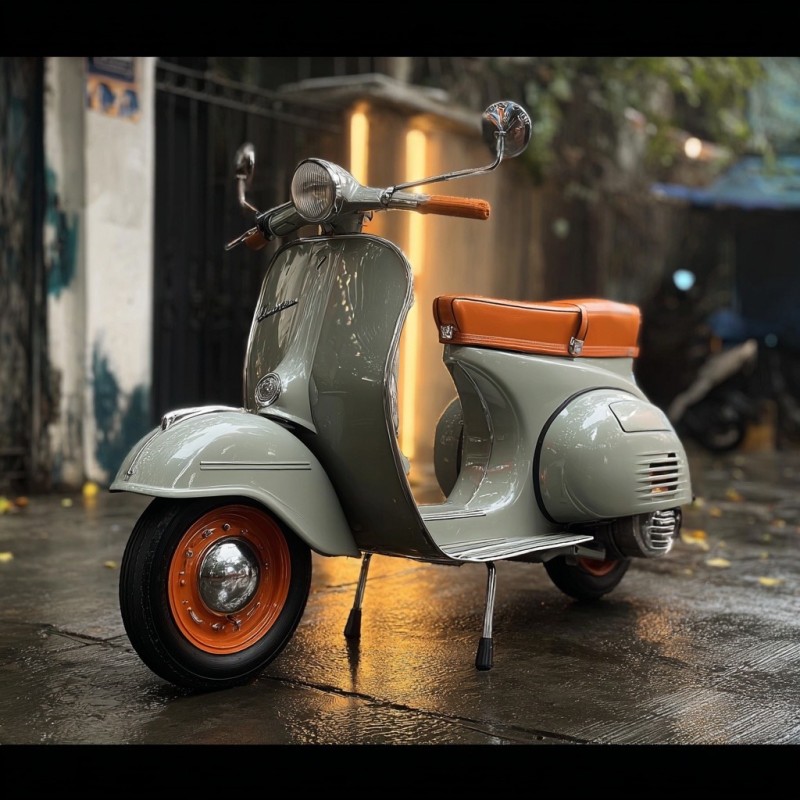 Vespa Gris Perle & Orange Hermès : Quand le luxe français rencontre l’icône italienne, Paris , carte grise collection, restauration complète 