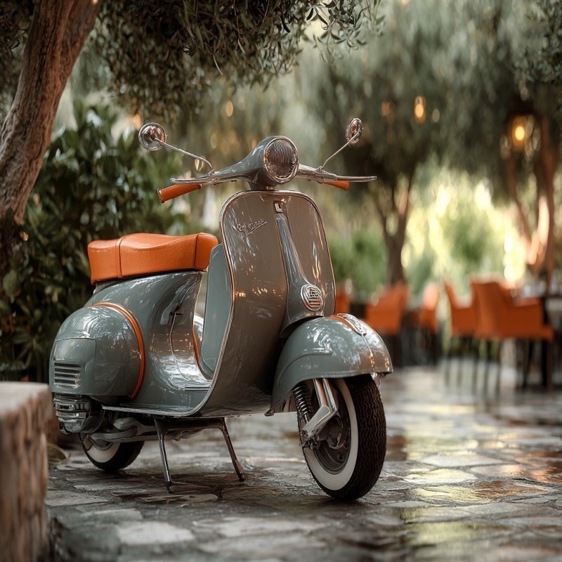 Vespa Gris Perle & Orange Hermès : Quand le luxe français rencontre l’icône italienne, Paris , carte grise collection, restauration complète 