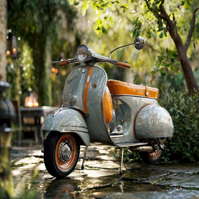 Vespa Gris Perle & Orange Hermès : Quand le luxe français rencontre l’icône italienne, Paris , carte grise collection, restauration complète 